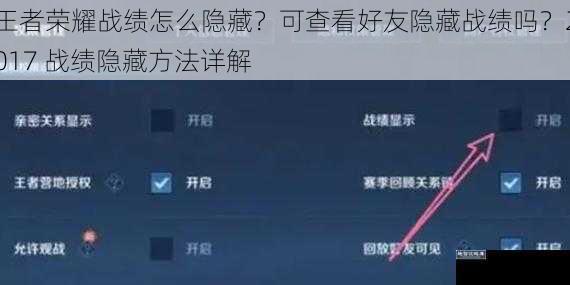 王者荣耀战绩怎么隐藏？可查看好友隐藏战绩吗？2017 战绩隐藏方法详解