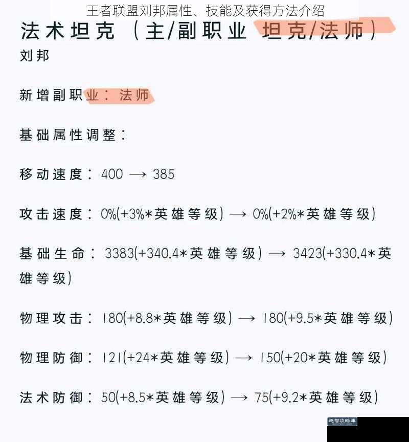 王者联盟刘邦属性、技能及获得方法介绍