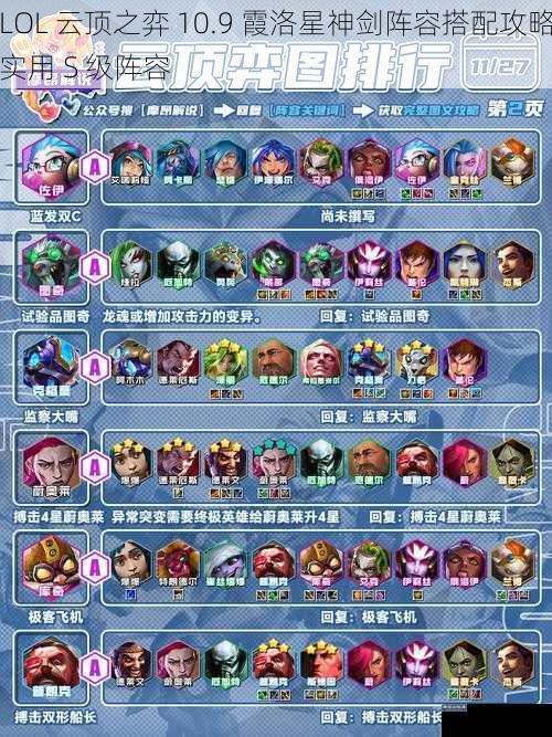 LOL 云顶之弈 10.9 霞洛星神剑阵容搭配攻略实用 S 级阵容