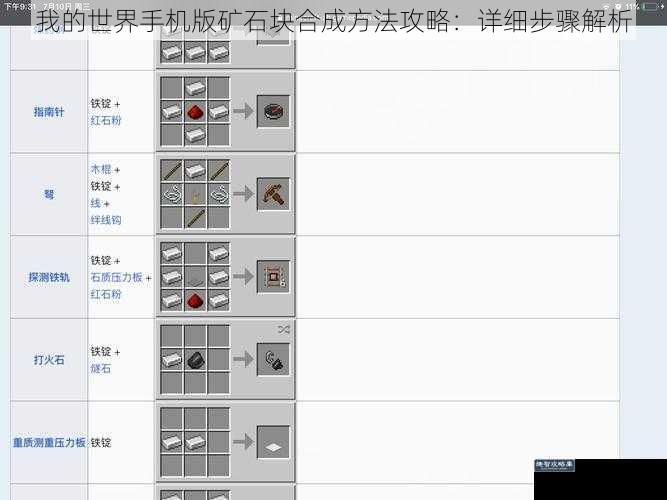 我的世界手机版矿石块合成方法攻略：详细步骤解析