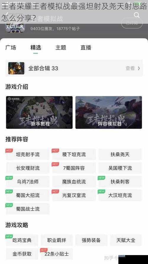 王者荣耀王者模拟战最强坦射及尧天射思路怎么分享？