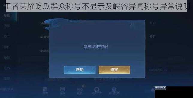 王者荣耀吃瓜群众称号不显示及峡谷异闻称号异常说明