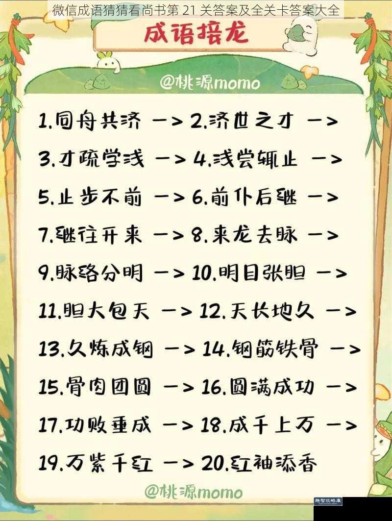 微信成语猜猜看尚书第 21 关答案及全关卡答案大全