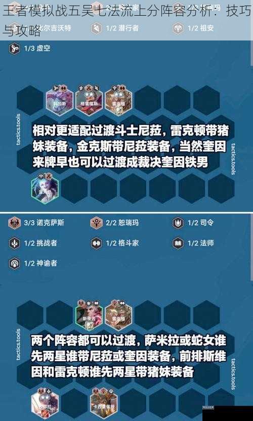 王者模拟战五吴七法流上分阵容分析：技巧与攻略