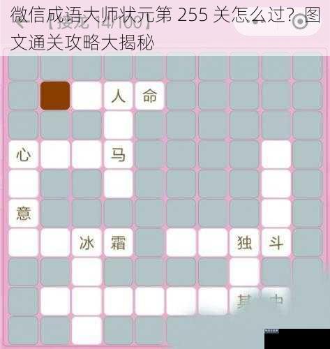 微信成语大师状元第 255 关怎么过？图文通关攻略大揭秘