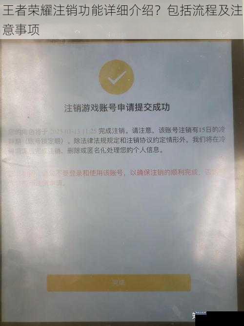 王者荣耀注销功能详细介绍？包括流程及注意事项