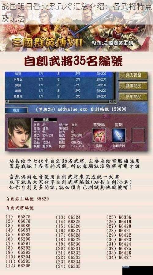 战国明日香突系武将汇总介绍：各武将特点及玩法