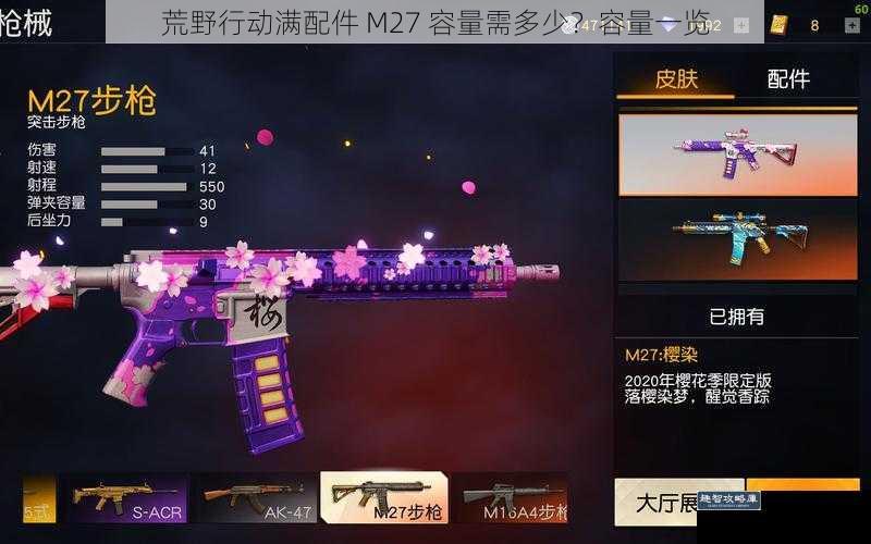 荒野行动满配件 M27 容量需多少？容量一览