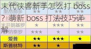 末代侠客新手怎么打 boss？萌新 boss 打法技巧详解